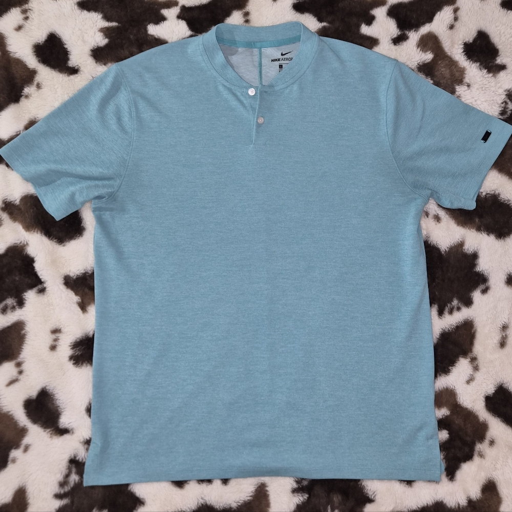 Nike AeroReact Tiger Woods Golf Polo Men’s Large Teal Performance Athletic Shirt